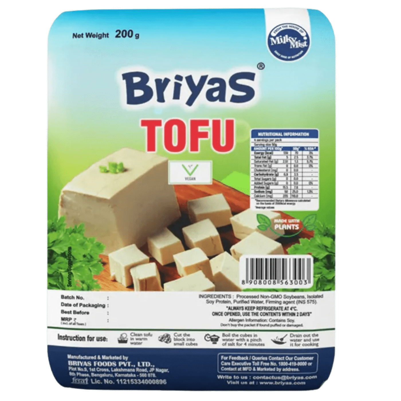 Milky Mist Tofu Soy Paneer 1 kg