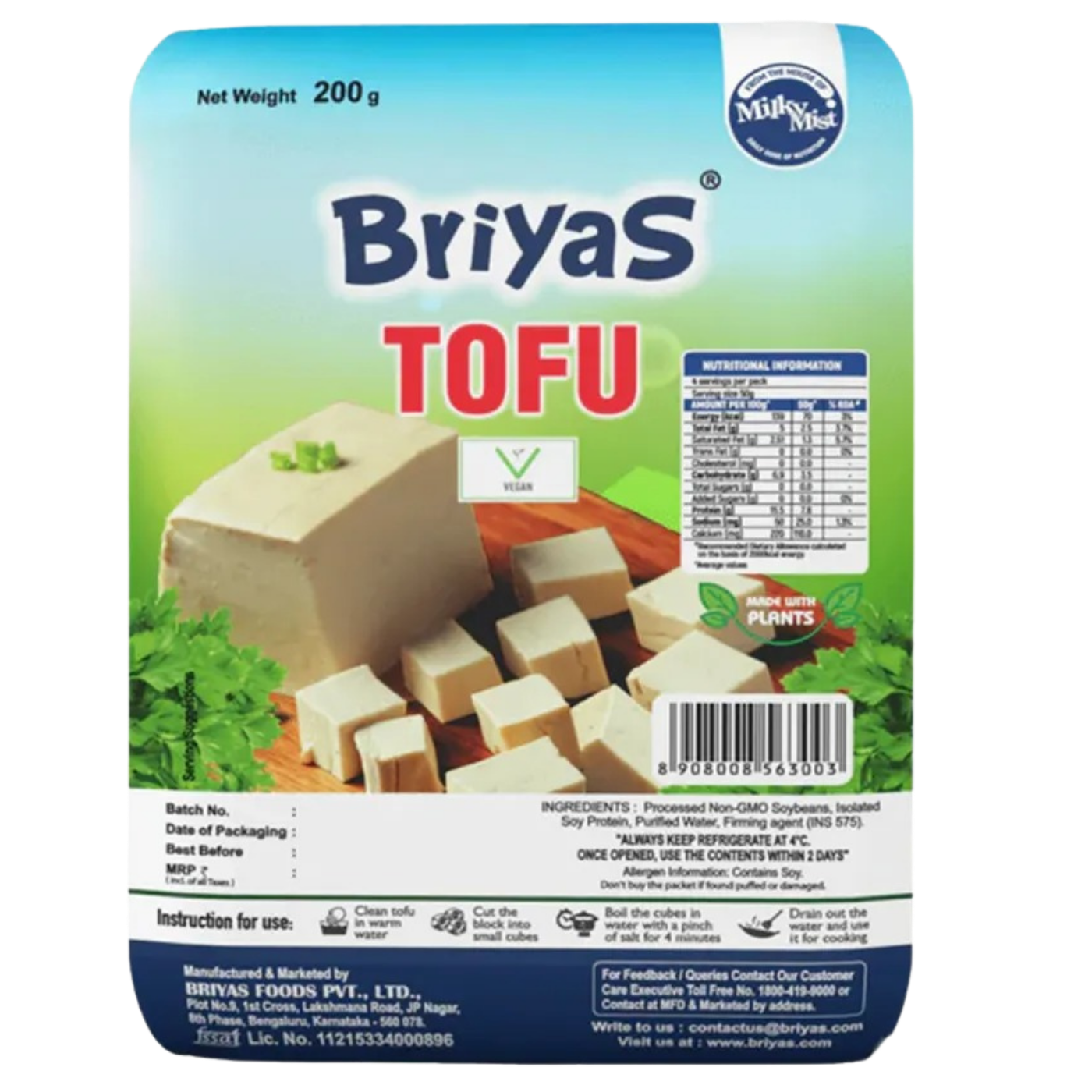 Milky Mist Tofu Soy Paneer