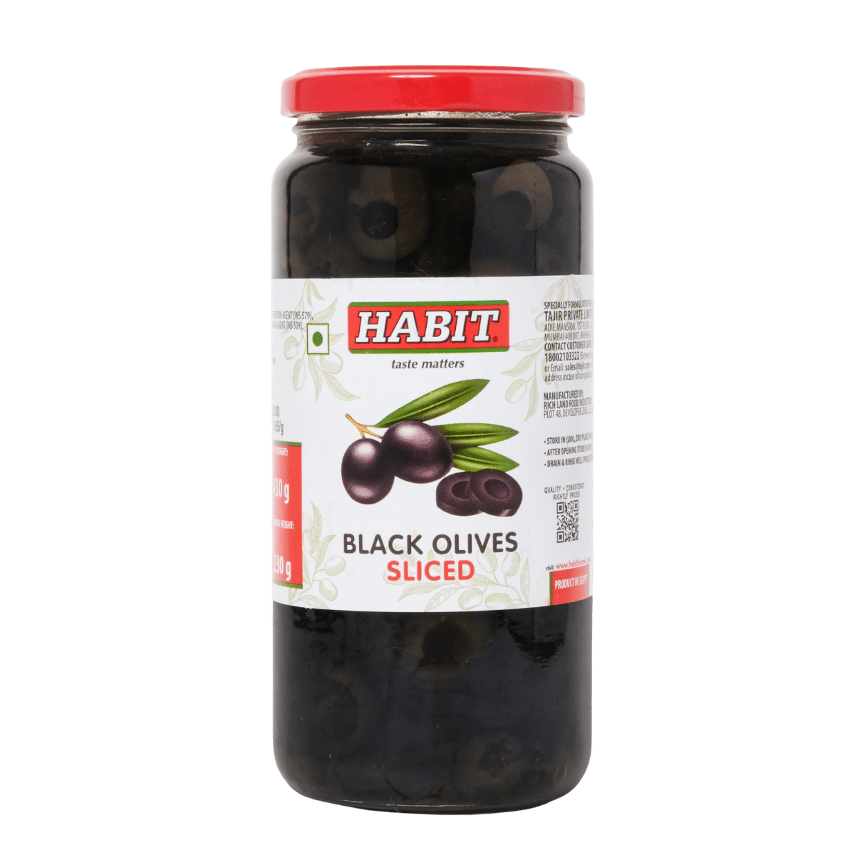 Habit Black Sliced Olives  430gm - 3Kg